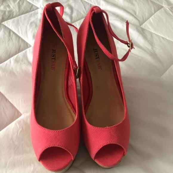 JustFab Coral Wedges - Picture 1 of 3